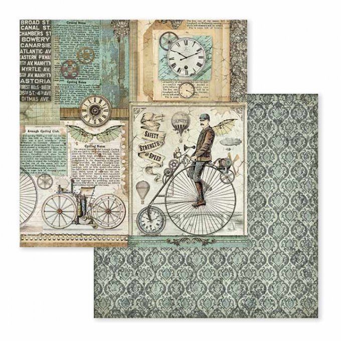 Papier scrapbooking, 30.5x30.5cm, Voyages Fantastiques