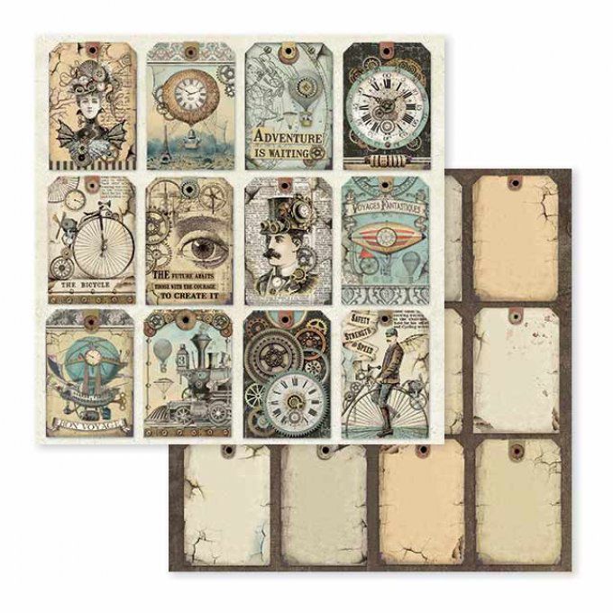 Papier scrapbooking, 30.5x30.5cm, Voyages Fantastiques