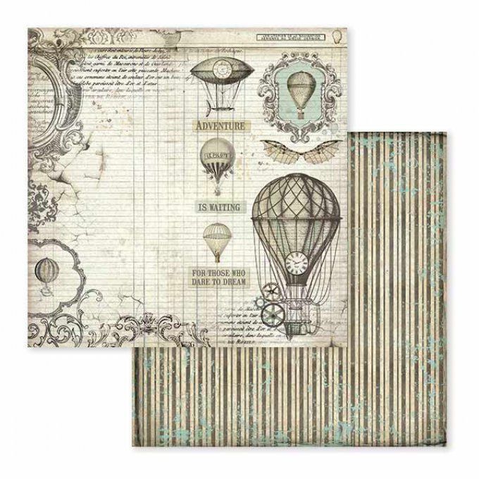 Papier scrapbooking, 30.5x30.5cm, Voyages Fantastiques