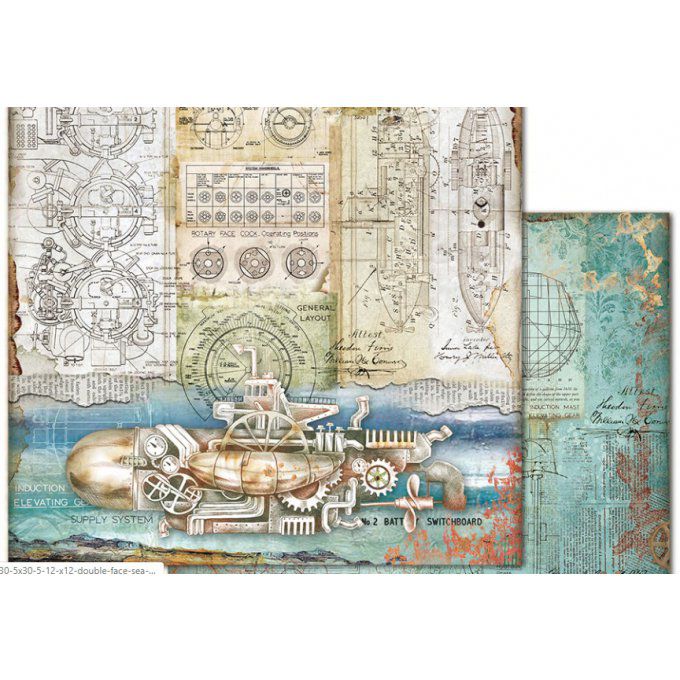 Papier scrapbooking, 30x30cm, Sea World  - Stamperia 