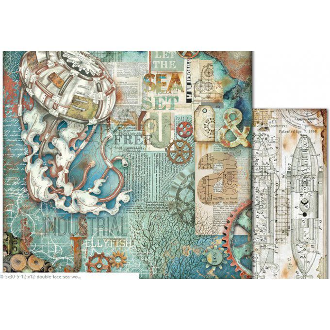 Papier scrapbooking, 30x30cm, Sea World  - Stamperia 