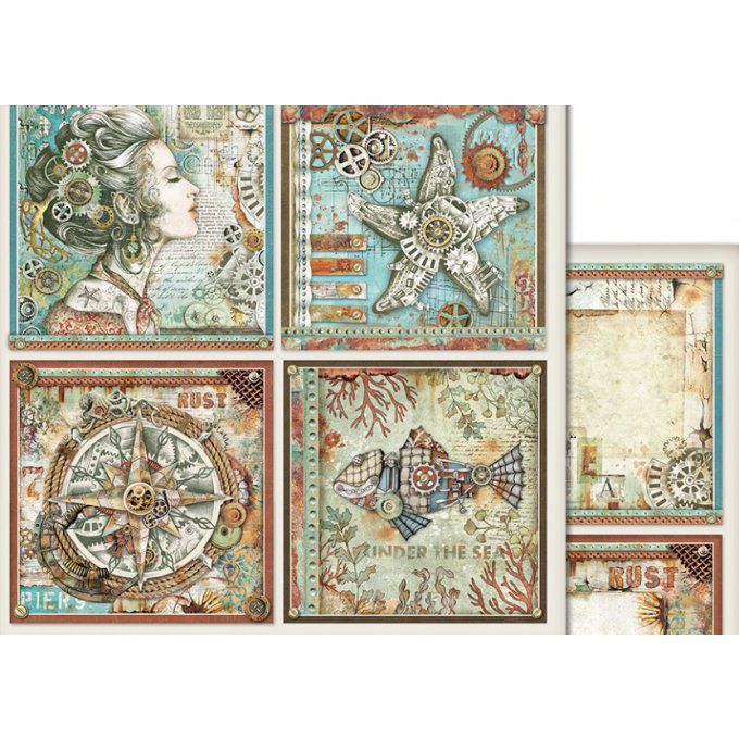 Papier scrapbooking, 30x30cm, Sea World  - Stamperia 