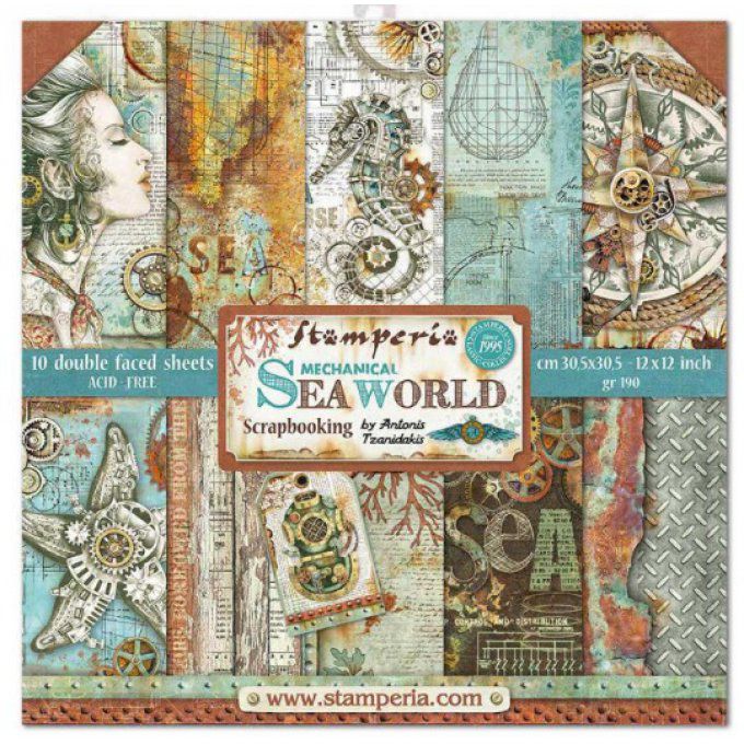 Papier scrapbooking, 30x30cm, Sea World  - Stamperia 