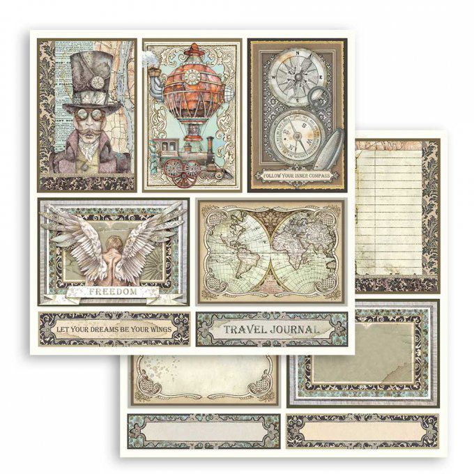 Collection Sir vagabond, 30x30cm - 10 feuilles motif recto verso - Stamperia