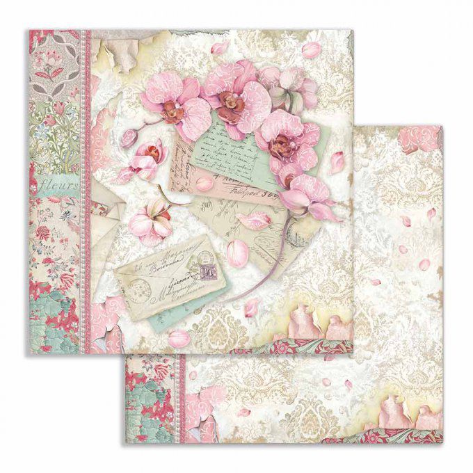 Collection Orchids and cats, 30x30cm - 10 feuilles motif recto verso - Stamperia
