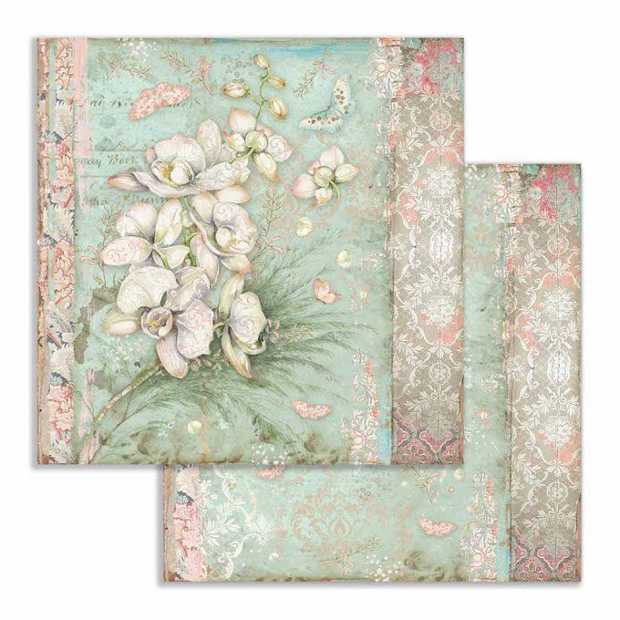 Collection Orchids and cats, 30x30cm - 10 feuilles motif recto verso - Stamperia