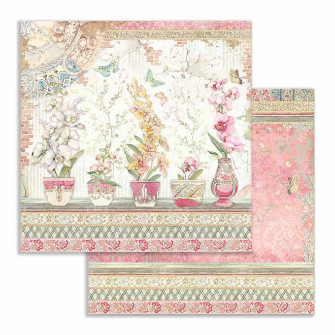 Collection Orchids and cats, 30x30cm - 10 feuilles motif recto verso - Stamperia