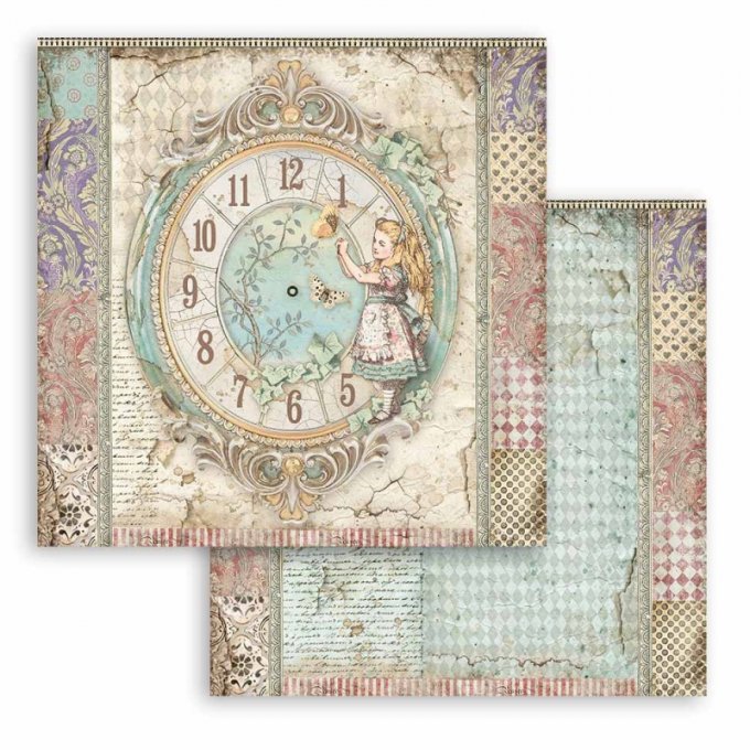 Collection ALICE THROUGH THE LOOKING GLASS, 20x20cm - 10 feuilles motif recto verso - Stamperia