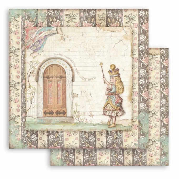 Collection ALICE THROUGH THE LOOKING GLASS, 20x20cm - 10 feuilles motif recto verso - Stamperia