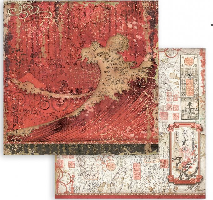 Collection Sir vagabond in Japan, 30x30cm - 10 feuilles motif recto verso - Stamperia