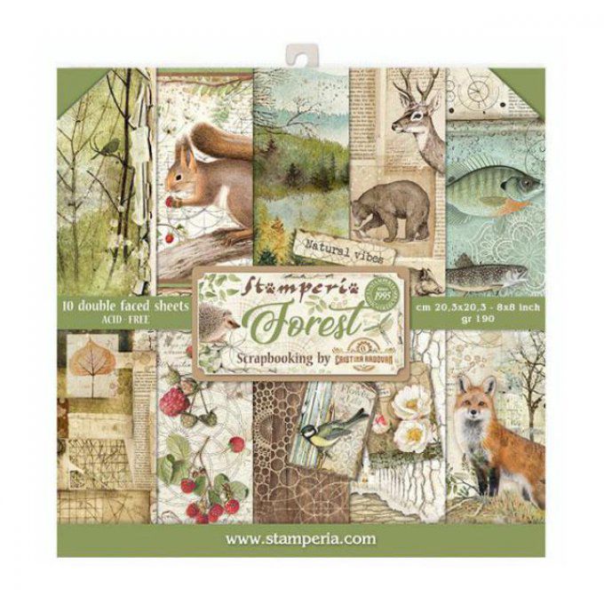 Papier scrapbooking, 20x20cm, Forest  - Stamperia