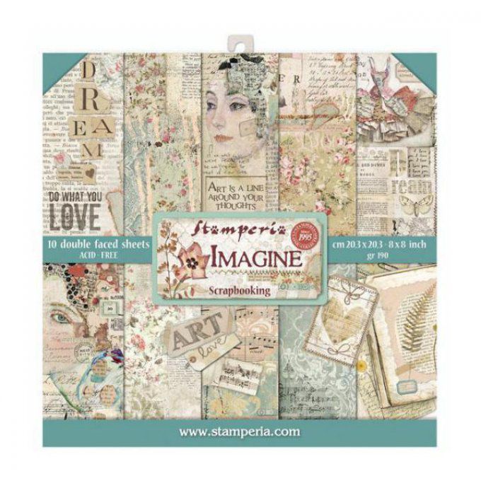 Papier scrapbooking, 20x20cm, Imagine  - Stamperia