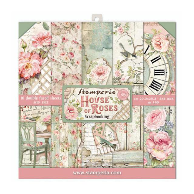 Papier scrapbooking, 20x20cm, House of roses  - Stamperia