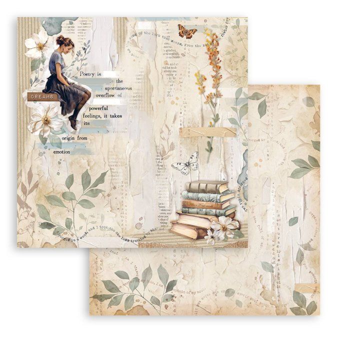 Collection Secret diary, 20x20cm - 10 feuilles motif recto verso - Stamperia