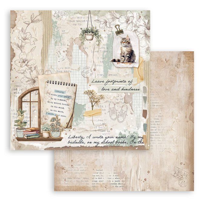 Collection Secret diary, 20x20cm - 10 feuilles motif recto verso - Stamperia