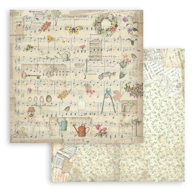 Collection Garden, 20x20cm - 10 feuilles motif recto verso - Stamperia