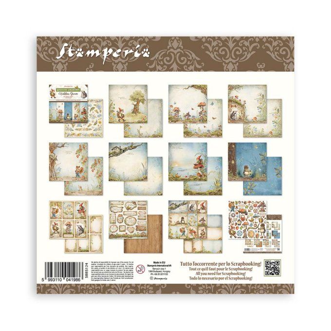 Papier scrapbooking, 20x20cm, Hidden Grove - Stamperia - 10 feuilles
