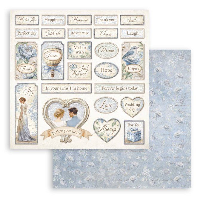 Papier scrapbooking, 20x20cm, Timeless - Stamperia - 10 feuilles 