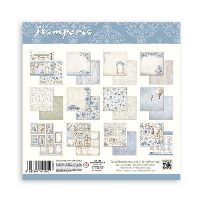 Papier scrapbooking, 20x20cm, Timeless - Stamperia - 10 feuilles 