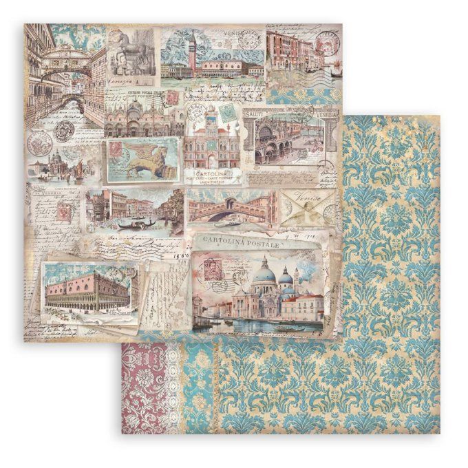 Papier scrapbooking, 20x20cm, Venice city of art - Stamperia - 10 feuilles 