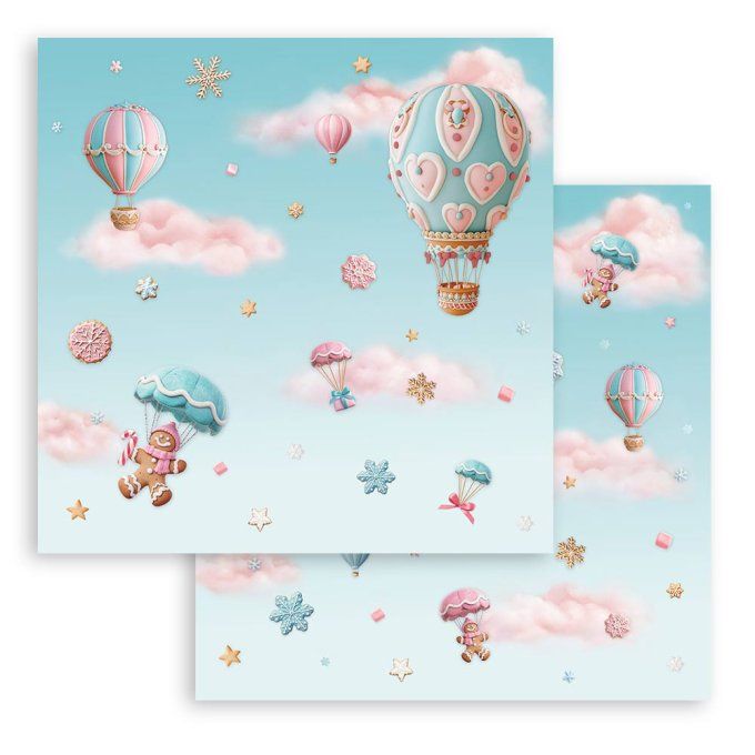 Papier scrapbooking, 20x20cm, Candy christmas - Stamperia - 10 feuilles