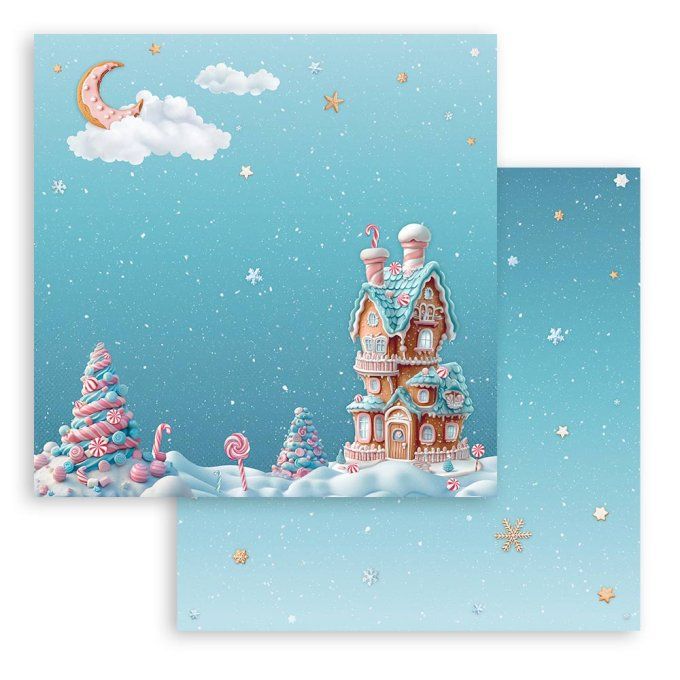 Papier scrapbooking, 20x20cm, Candy christmas - Stamperia - 10 feuilles