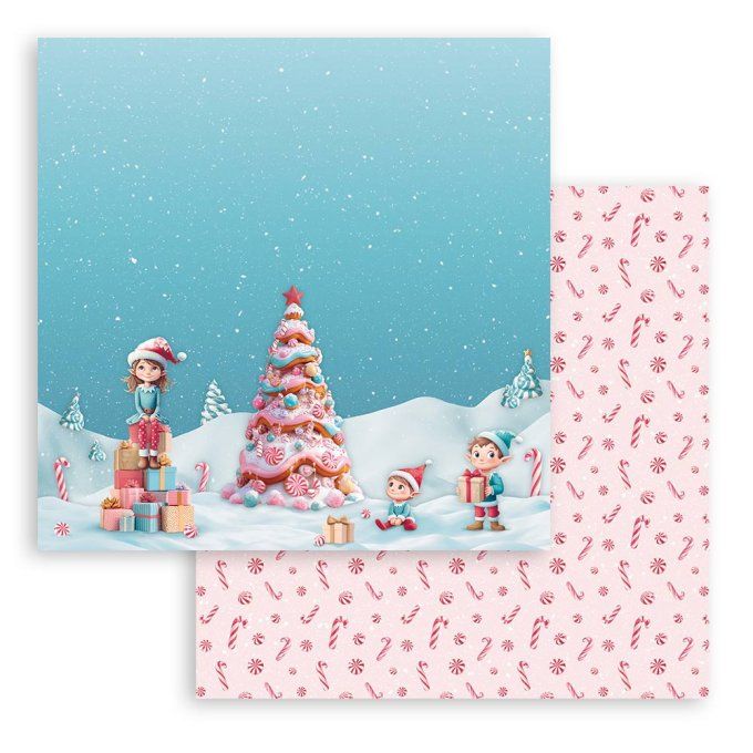 Papier scrapbooking, 20x20cm, Candy christmas - Stamperia - 10 feuilles