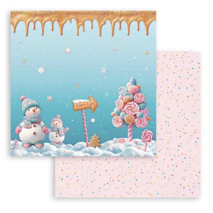 Papier scrapbooking, 20x20cm, Candy christmas - Stamperia - 10 feuilles