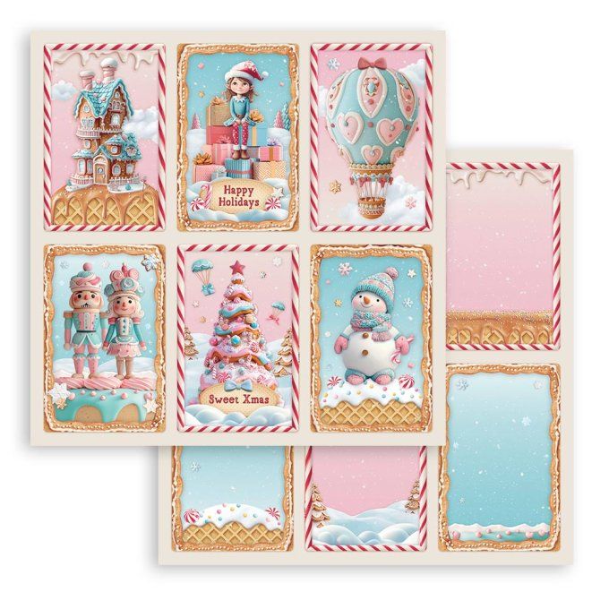 Papier scrapbooking, 20x20cm, Candy christmas - Stamperia - 10 feuilles