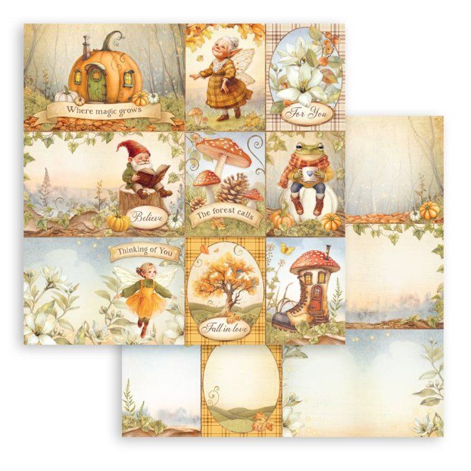 Papier scrapbooking, 20x20cm, Whispering woods - Stamperia - 10 feuilles