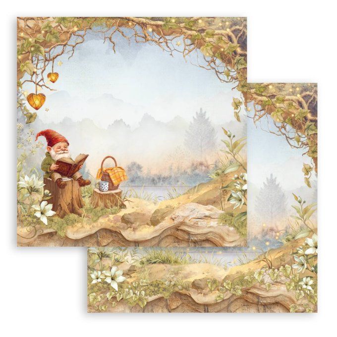 Papier scrapbooking, 20x20cm, Whispering woods - Stamperia - 10 feuilles