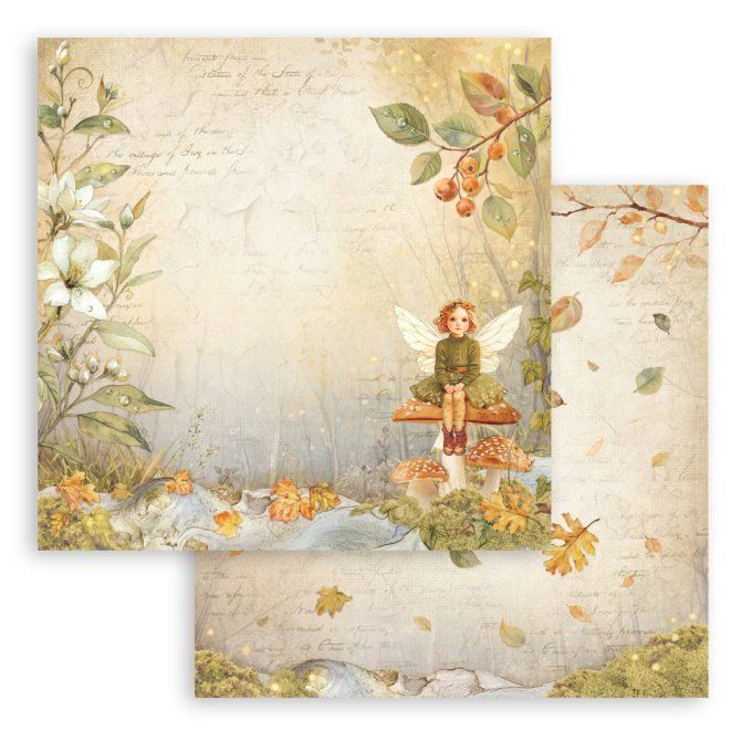 Papier scrapbooking, 20x20cm, Whispering woods - Stamperia - 10 feuilles