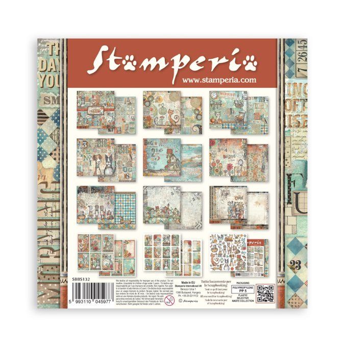Papier scrapbooking, 20x20cm, Furry friends - Stamperia - 10 feuilles