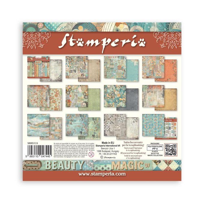 Papier scrapbooking, 20x20cm, Furry friends - Stamperia - 10 feuilles - Background