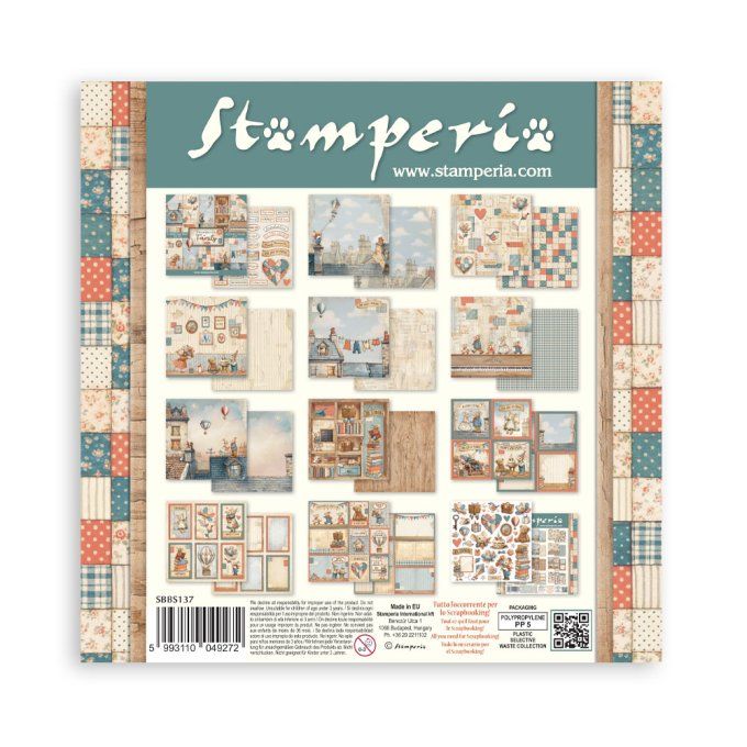 Papier scrapbooking, 20x20cm, Family - Stamperia - 10 feuilles
