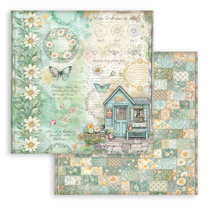 Collection Daisy Art, 20x20cm - 10 feuilles motif recto verso - Stamperia