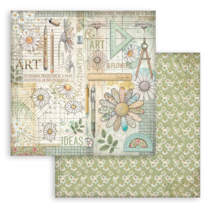 Collection Daisy Art, 20x20cm - 10 feuilles motif recto verso - Stamperia