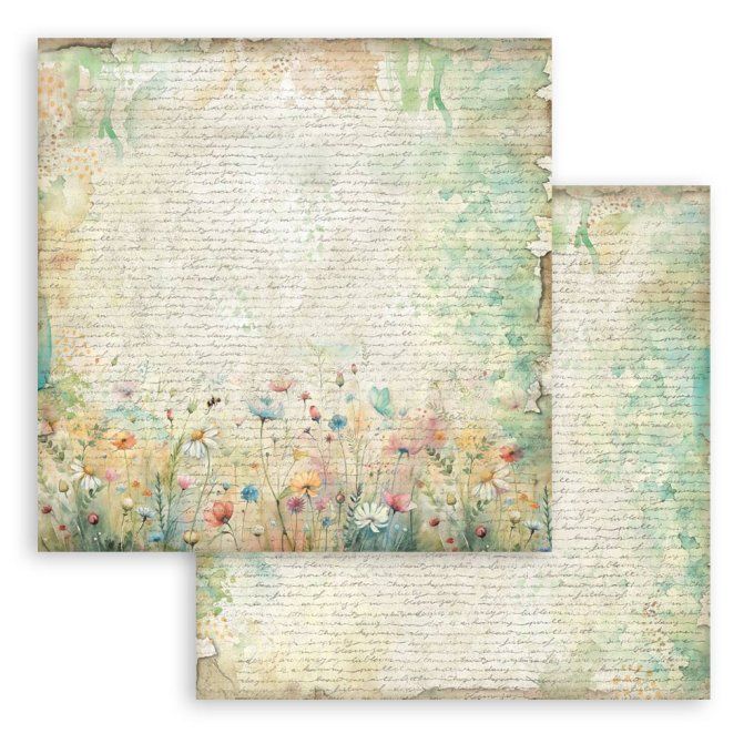 Collection Daisy Art, 20x20cm - 10 feuilles motif recto verso - Stamperia - Fonds