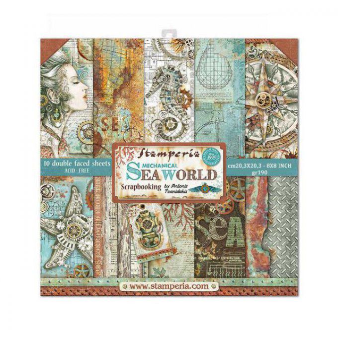 Papier scrapbooking, 20x20cm, Sea World  - Stamperia