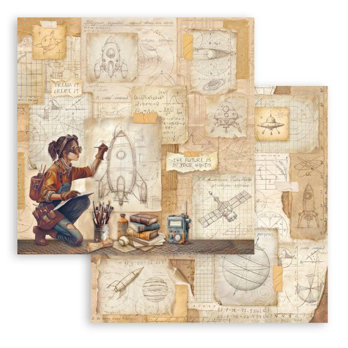 Papier scrapbooking, 20x20cm, A new beginning - Stamperia - 10 feuilles