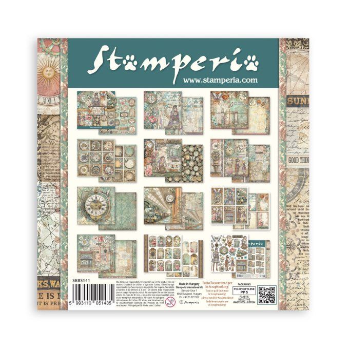 Papier scrapbooking, 20x20cm, Gardens of time  - Stamperia 