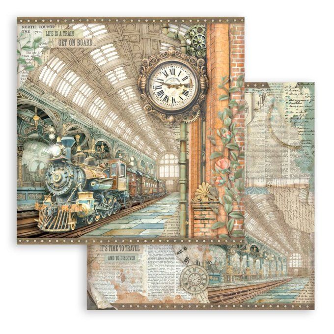 Papier scrapbooking, 20x20cm, Gardens of time  - Stamperia 