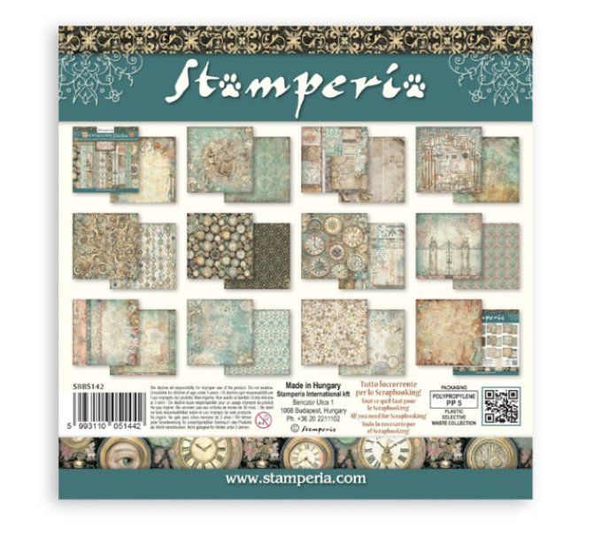 Papier scrapbooking, 20x20cm, Gardens of time  - Stamperia  - backgrounds