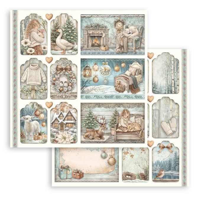 Stamperia - Papier scrapbooking, 20x20cm, 10 feuilles, White christmas