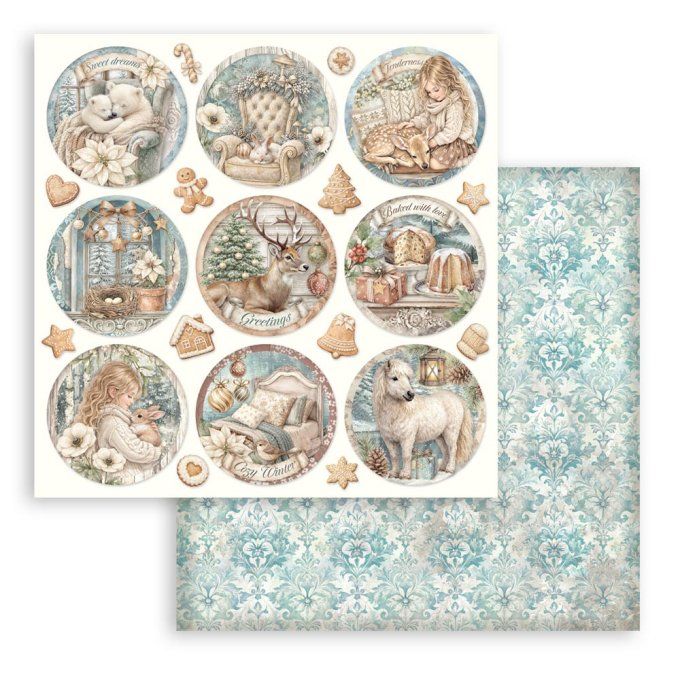 Stamperia - Papier scrapbooking, 20x20cm, 10 feuilles, White christmas