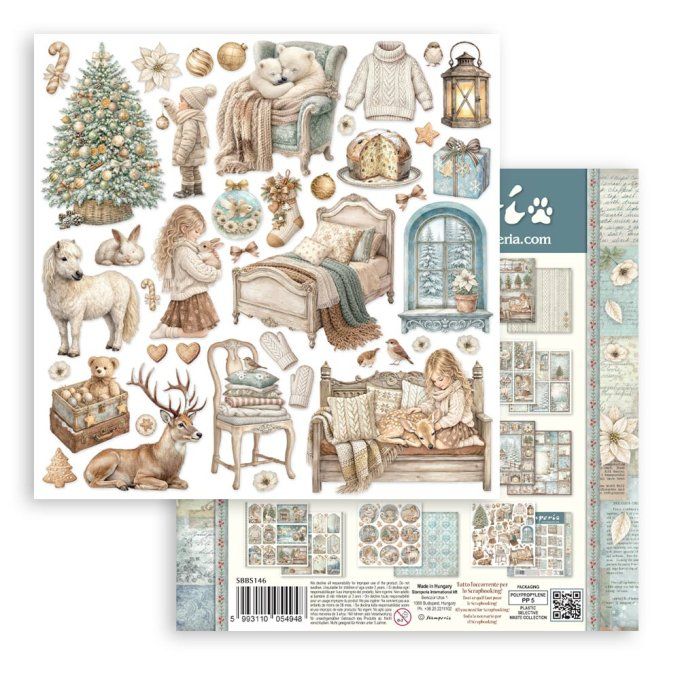 Stamperia - Papier scrapbooking, 20x20cm, 10 feuilles, White christmas