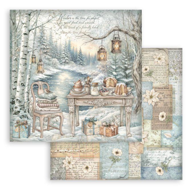 Stamperia - Papier scrapbooking, 20x20cm, 10 feuilles, White christmas