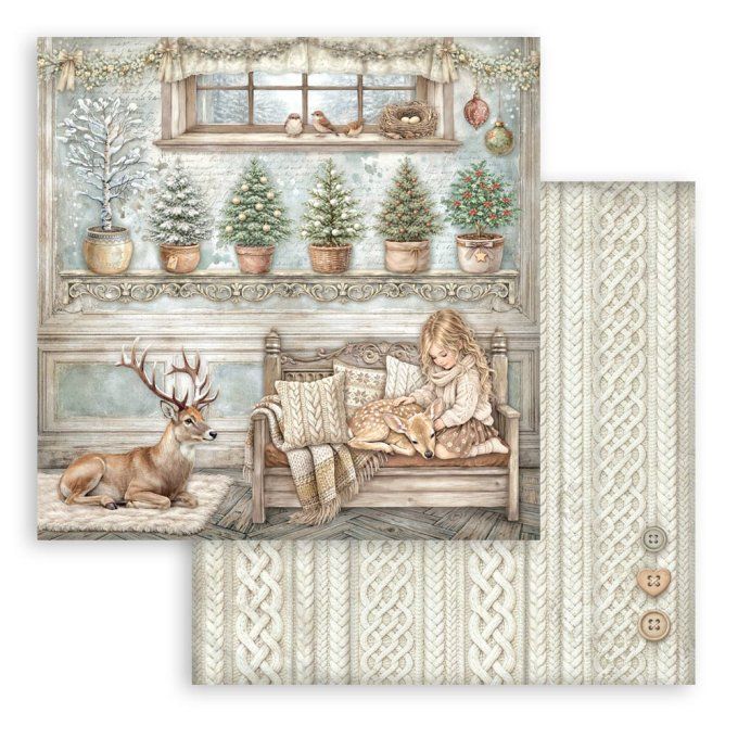 Stamperia - Papier scrapbooking, 20x20cm, 10 feuilles, White christmas