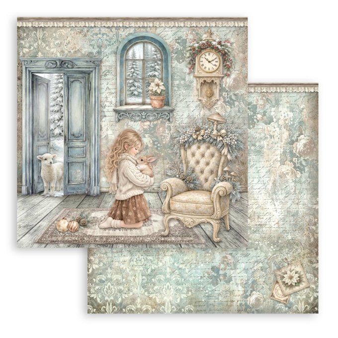 Stamperia - Papier scrapbooking, 20x20cm, 10 feuilles, White christmas