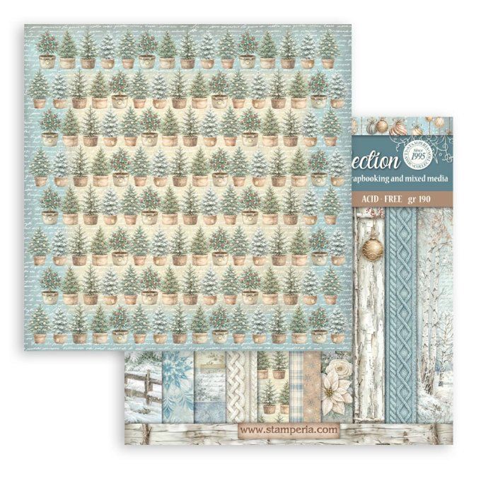 Stamperia - Papier scrapbooking, 20x20cm, 10 feuilles, White christmas - backgrounds